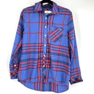 Vineyard Vines Northern Plaid Performance Flannel Shirt   Blue Red Size‎ 0 XS